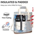 thumbnail image 3 of Tirrinia Wine Cooler bag - 3 Bottle Travel Insulated Padded Wine Carrier Tote Bag with Handle and Adjustable Shoulder Strap + Free Corkscrew, Blue Stripe, 3 of 7