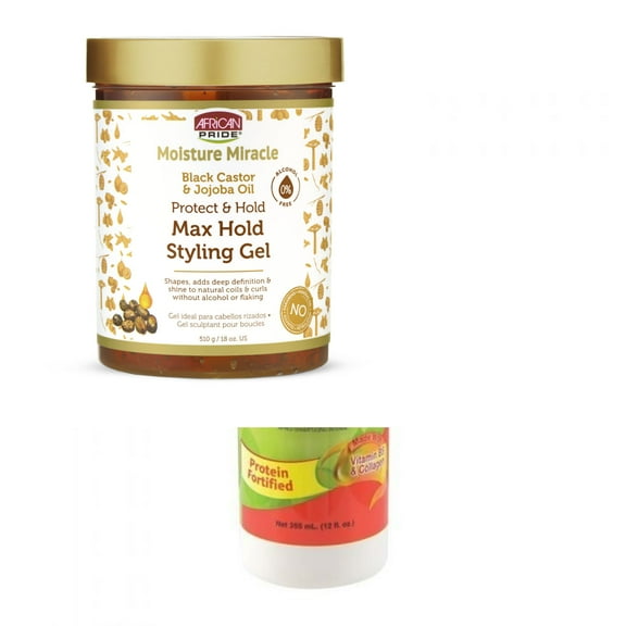 African Pride Moisture Miracle Max Hold Styling Gel Black Castor, 18 Oz.