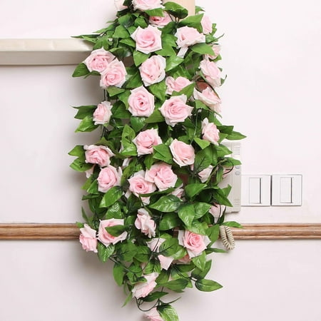 - Jeobest 1PC Artificial Flowers - 2.4M Artificial Rose Flower Ivy Leaf Wedding simulation silk Rose Decoration MZ(Light pink)