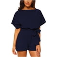 thumbnail image 2 of Rompers for Women Sexy Casual Short Jumpsuit for Women Keyhole Back Short Sleeve Jumpsuits and Rompers Lounge Shorts, 2 of 7