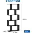 thumbnail image 3 of Cozy Castle Geometric Bookshelf Set of 2, 62" Tall Bookcase with 5-Tier Display Shelf, Black, 3 of 7