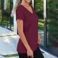 thumbnail image 5 of Lmnyox V Neck T Shirt Women's Basic Solid Color Short Sleeve Tee Shirt Casual Loose Summer Tops Clothes, 5 of 7
