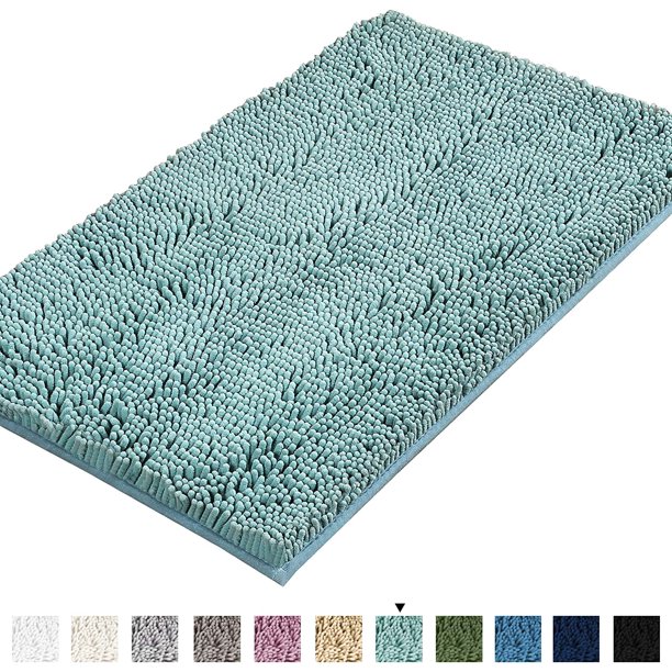 Alfombras grises para baño, antideslizantes, de chenilla, alfombra de baño extrasuave y absorbente para cuarto de ducha, lavable a máquina, secado rápido (gris, 17 x 24 pulgadas) MFZFUKR CJWUS-4390