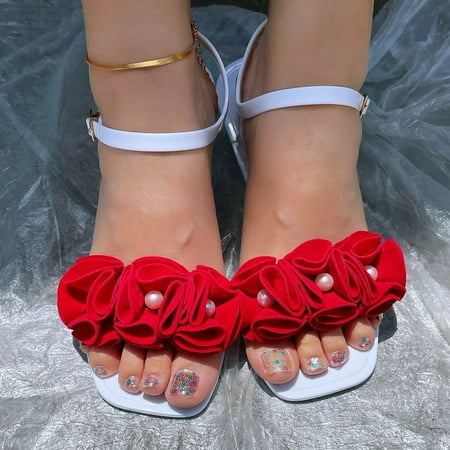 

Wavsuf Flat Sandals for Women Casual Summer White Sandals Shoes Size 5.5