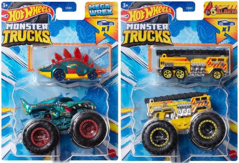 Hot Wheels Monster Trucks with Bonus Vehicles, Bundle of 8, Ages 3+ GRH81-999P