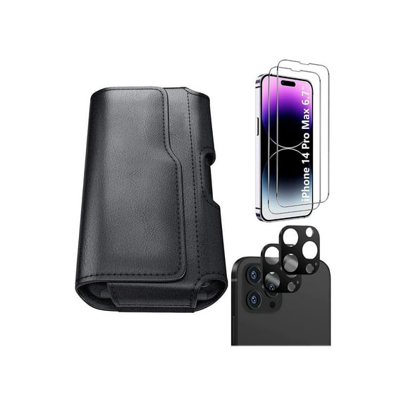 SaharaCase iPhone 14 Pro Max 6.7" Bundle Holster Case with Tempered Glass Screen and Camera
