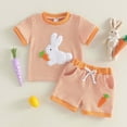 thumbnail image 4 of Kaprioy Baby Boy Easter Outfits Toddler Boys Short Sleeve Rabbit Bunny Embroidery Shirts Tee Shirt Tops with Elastic Waist Shorts Set Summer Outfit for Holiday Party 6M 12M 18M 2T 3T 4T Boys, 4 of 8