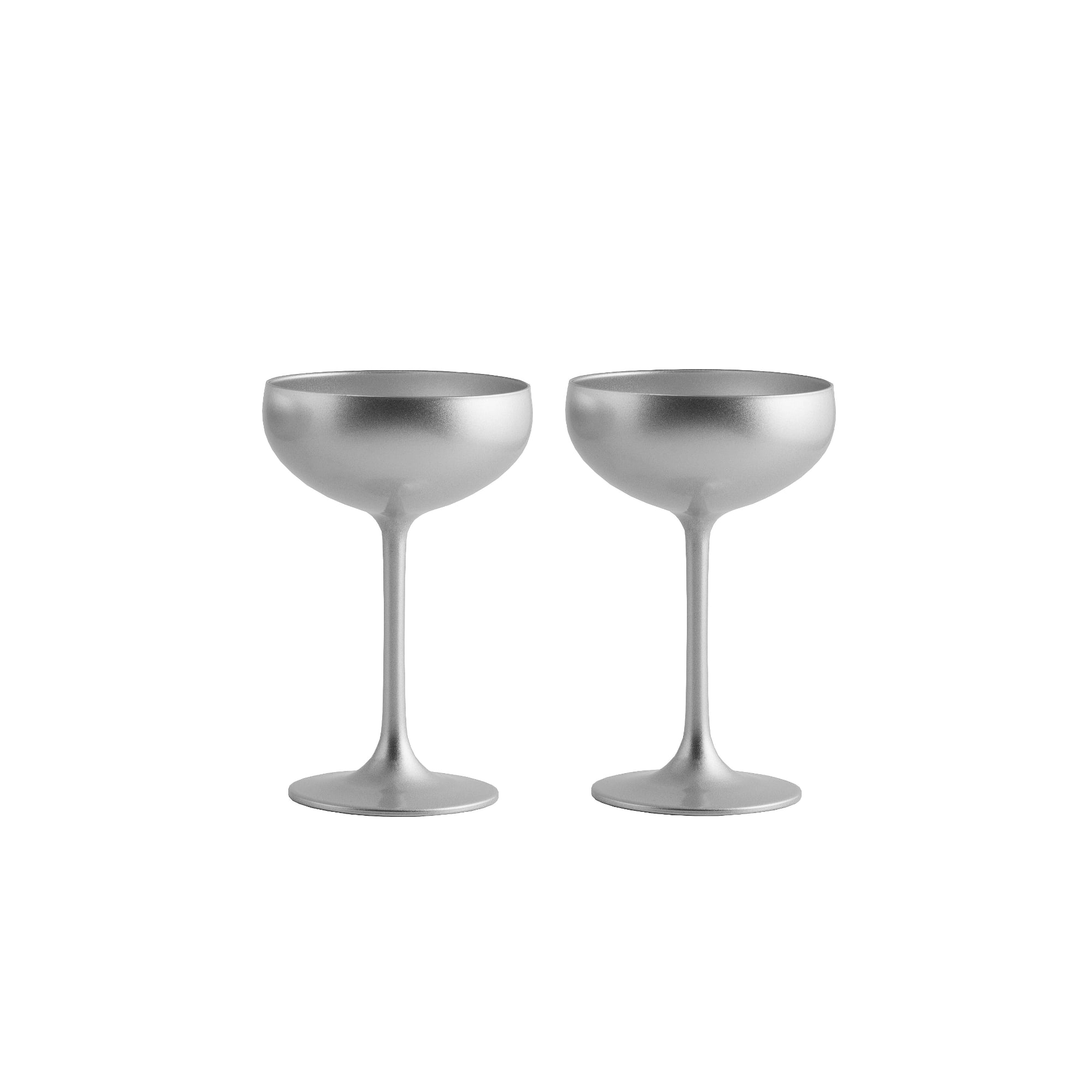 Stolzle Lausitz Olympia Silver Champagne Saucer Coupe Glass, Set of 2