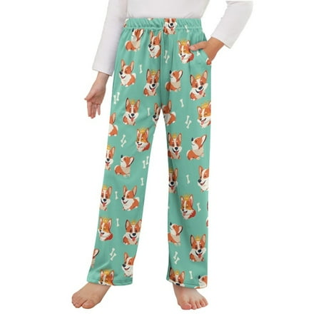 

Yuyamidu Cute Corgi Pajama Pants Kid Dog Sleepwear Girls Pajama Bottoms Loose Fit Sleepwear 2-3 Years Boys Athletic Pants Party Trouser Kids Sweatpants Green