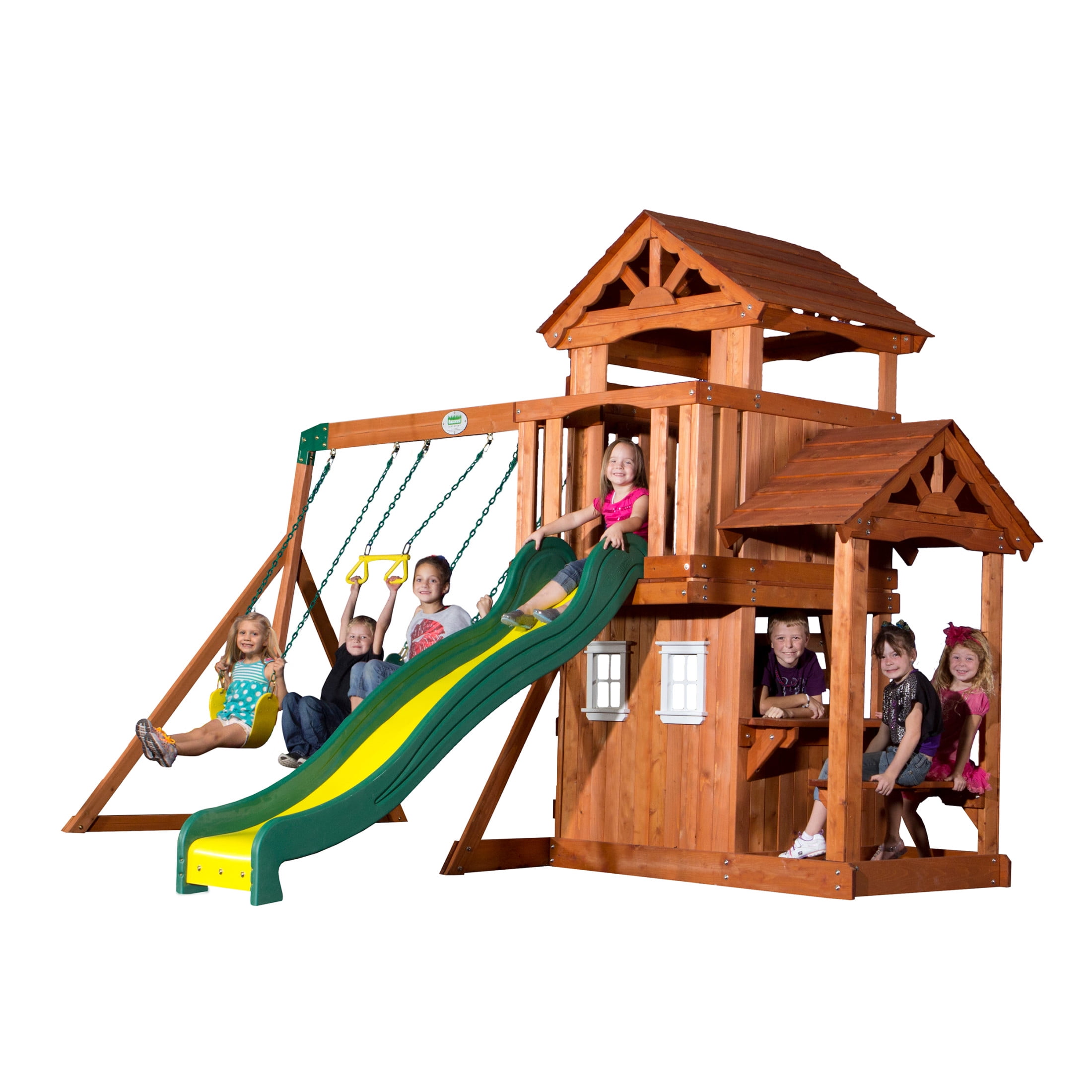 Backyard Discovery Tanglewood Cedar Wood Swing Set, Slide, Clubhouse, Playhouse, Snack Bar