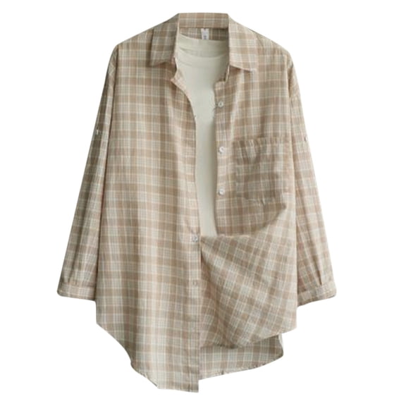 Vedolay Women T Shirts Autumn Tunic Blouse for Women 2023 Long Sleeve Tops Beige,M