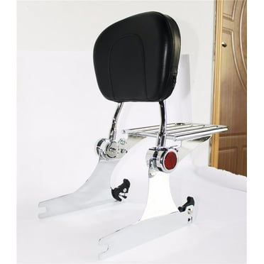 HTTMT- Adjustable Backrest Sissy Bar w/ Luggage rack For Harley Dyna 02-05 Chrome