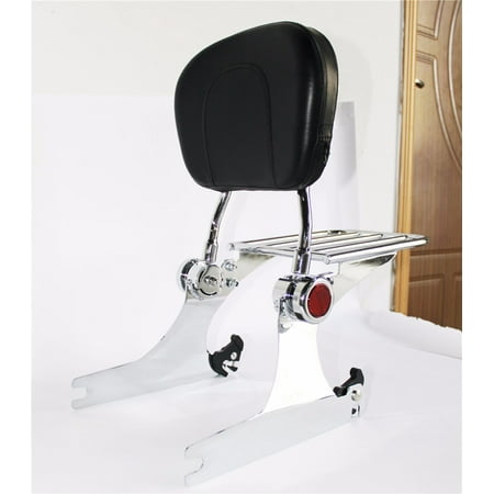 HTTMT- Adjustable Backrest Sissy Bar w/ Luggage rack For Harley Dyna 02-05