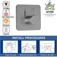 thumbnail image 3 of Fotosnow Ganchos Adhesivos Colgador De Toallas Ganchos De Pared para Colgar Abrigo Sombrero Toalla Gancho para Albornoz Montaje En Pared Acero Inoxidable Impermeable - Baño Y Dormitorio Gris 4 Paquete, 3 of 5