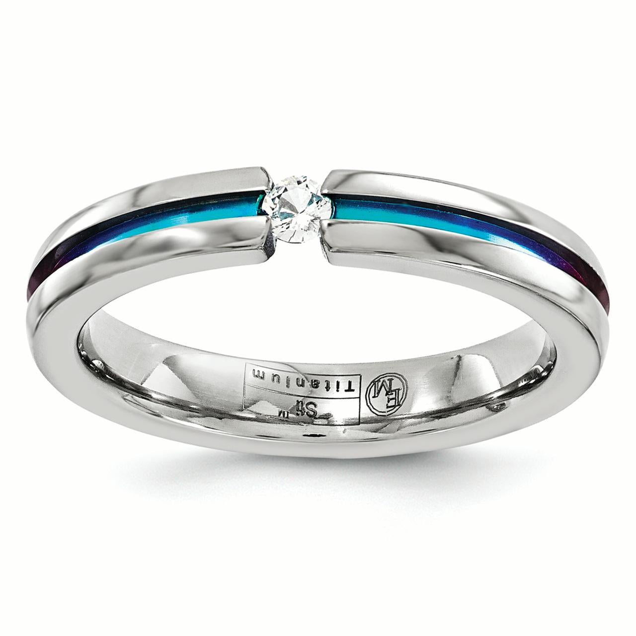 Edward Mirell Titane Saphir Blanc Multicolore Anodisé Bracelet 4 mm Taille 11