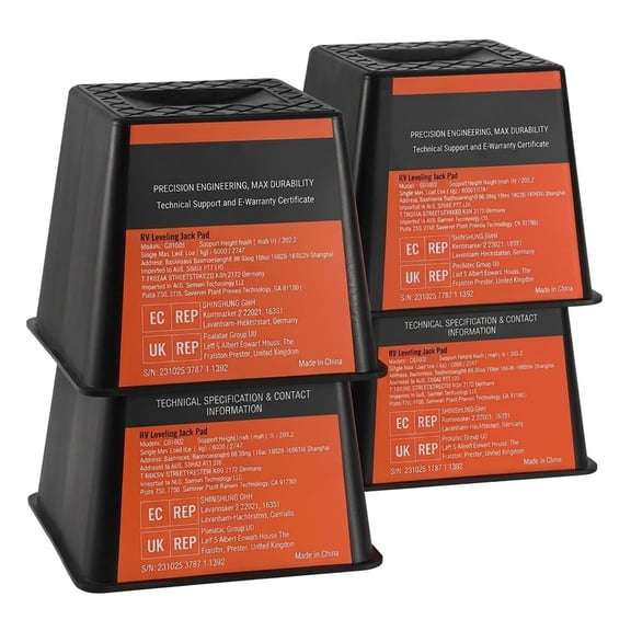 Trailer Jack Blocks 4-Pack, 6000 Lb Per Block RV Leveling Pads, 8 in Polypropylene Stabilizer Supports