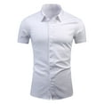 thumbnail image 2 of Dealovy Work Tops for Men Slim Fitting Button down Shirts Business Casual Collared Short Sleeve Shirts,White,XL, 2 of 6