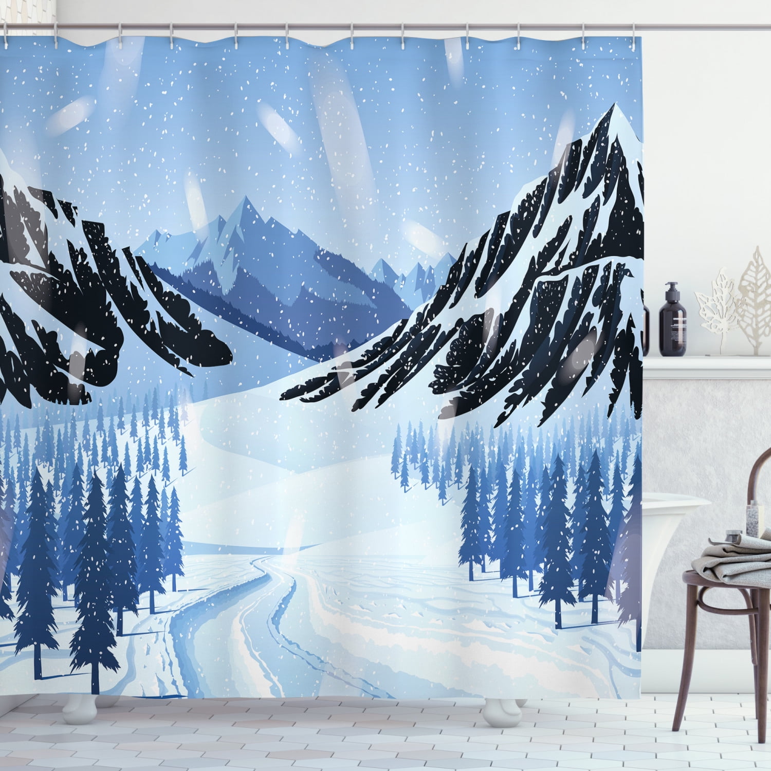 Northwoods Shower Curtain, Highlands Landscape with Mountains and ...