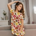thumbnail image 3 of Fotbe Donut Bata de Dormir para Mujer con Estampado, Camisón de Algodón de Manga Corta, Ropa de Dormir Casual, 3 of 6