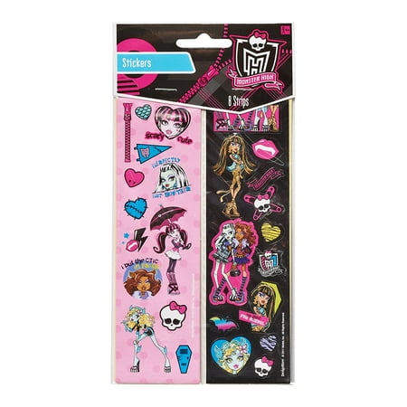 Monster High Party Favor Sticker Sheets, 8ct