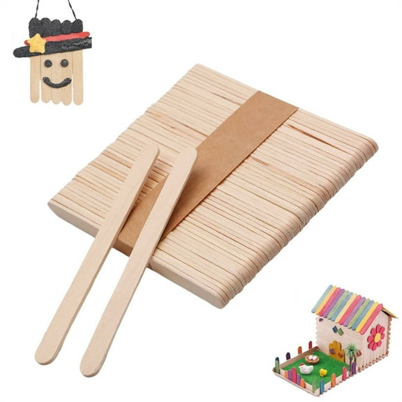 HYG 4.5 Inch Length Craft Sticks 50 Pcs Natural Wood Ice Popsicle Sticks Waxing Spatula Sticks Bulk Multipurpose Tongue Depressor for Hand DIY Projects