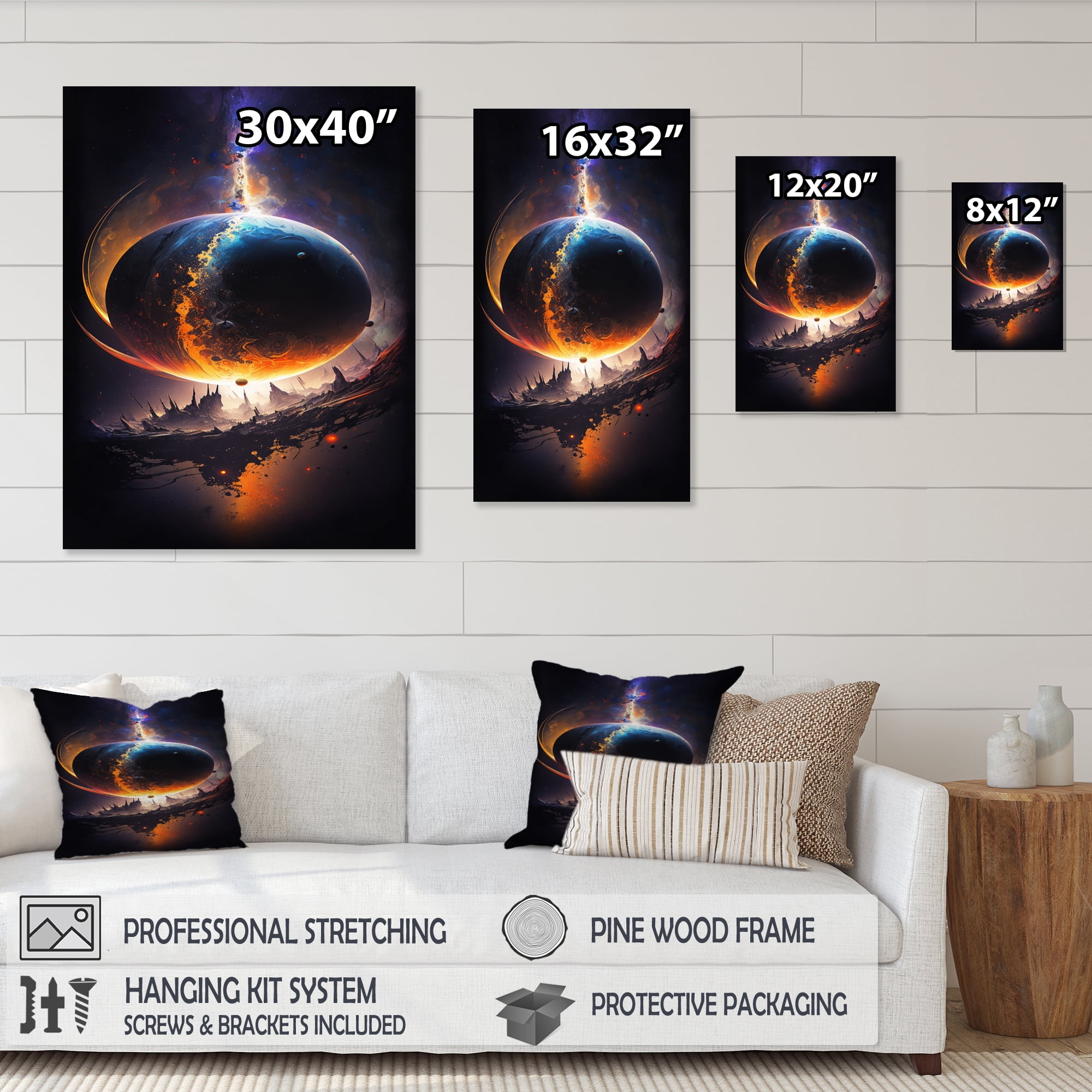 Designart Deep Planet Eclipse III Canvas Wall Art