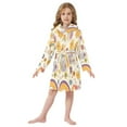 thumbnail image 6 of FORMRS Niños Bathrobe Unisex Hooded Robe Soft Plush Pajamas Sleepwear, Size 4-6T, Beige Retro Rainbow, 6 of 7