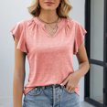 thumbnail image 2 of Ltctricy T Shirts for Women Trendy Summer V Neck Ruffle Short Sleeve Loose Casual Tunic Tops Soft Tees Blouses, 2 of 6