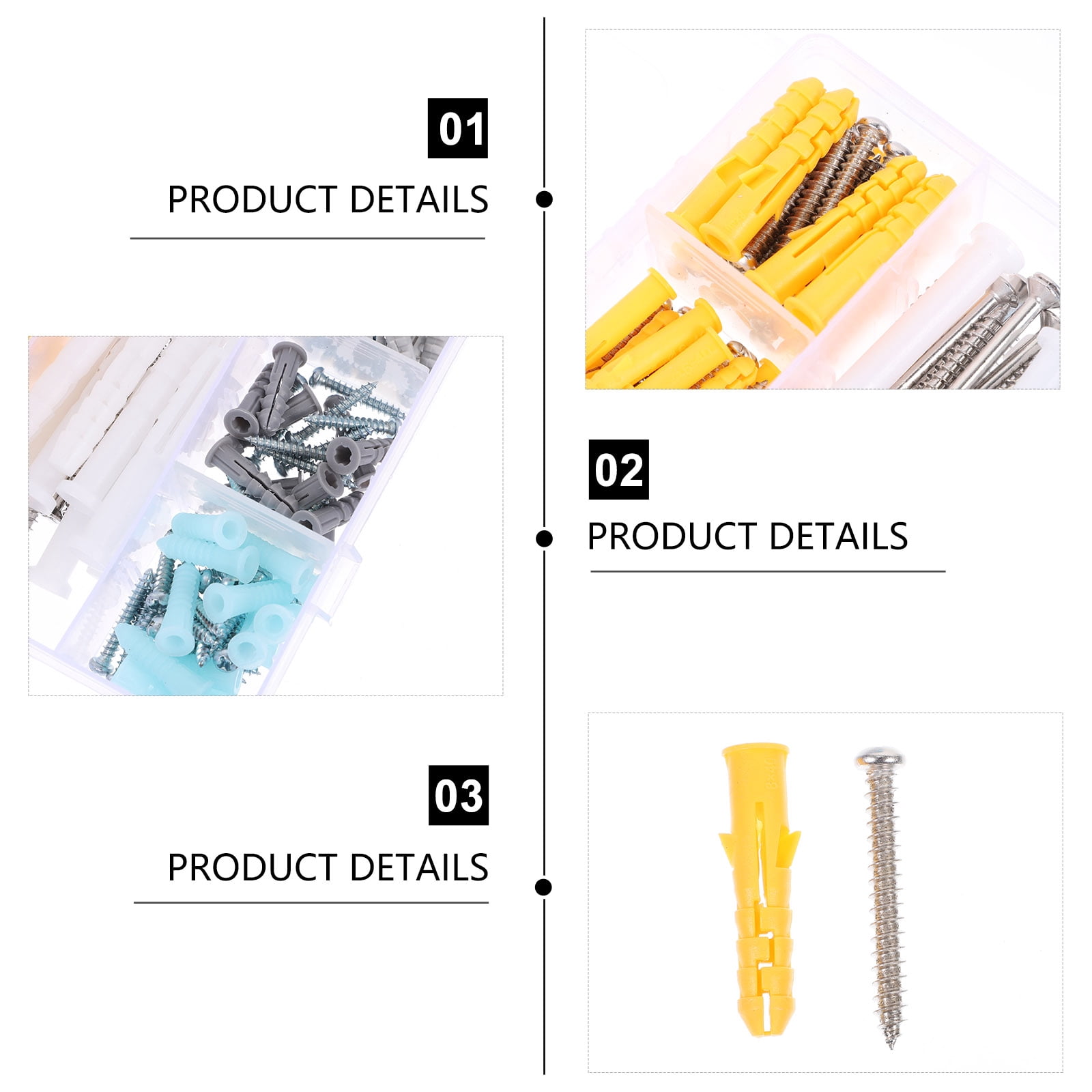 FRCOLOR Drywall Anchor Kit with 1 Set of Screws for Hanging Pictures Drywall Walls Assorted Color
