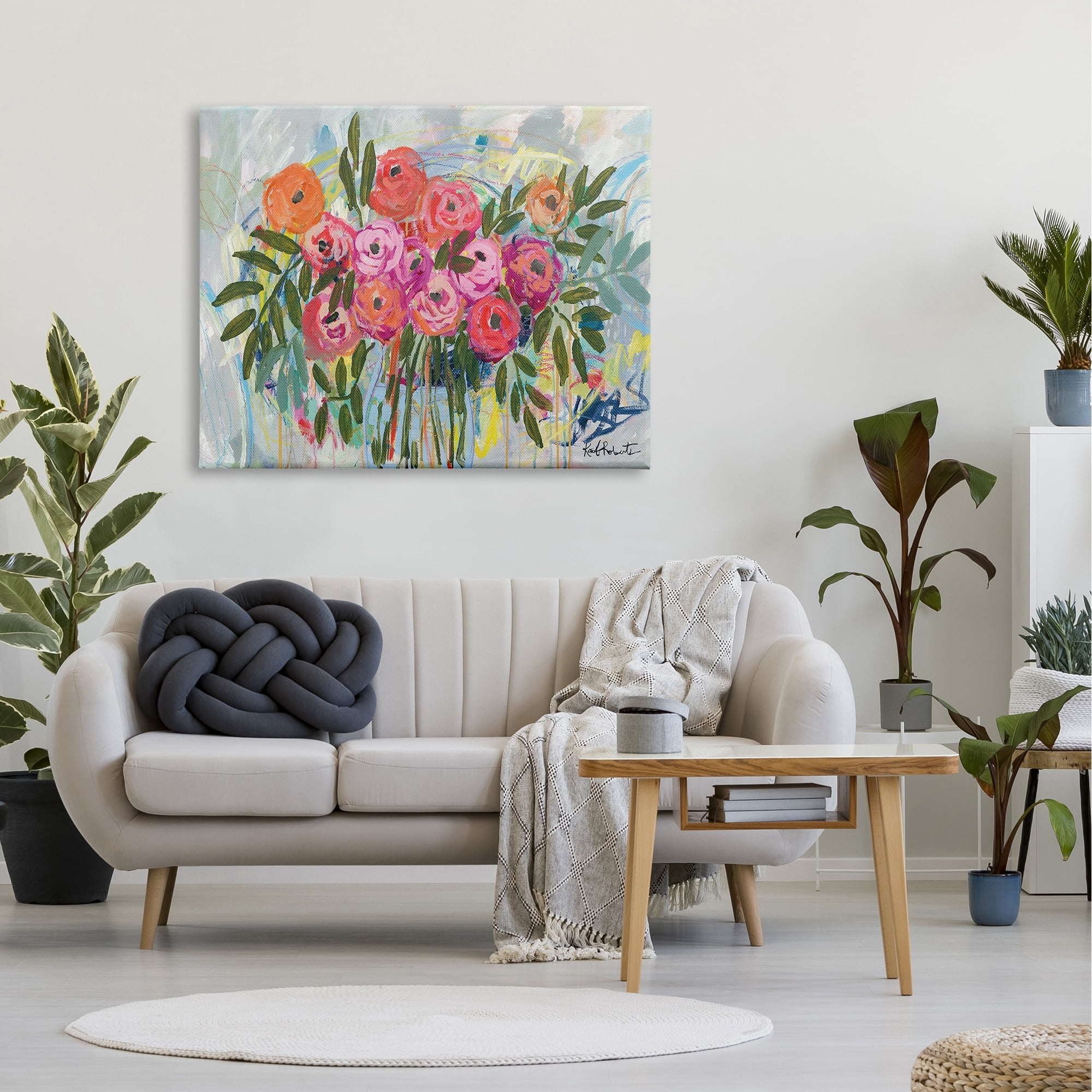 Stupell Industries Abstract Rotary Spring Flower Roses Shabby Chic Painting,48 x 36, Design by Kait Roberts
