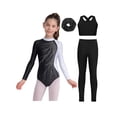 thumbnail image 2 of TTAO Gymnastics Leotard for Girls Long Sleeve Sparkly Rhinestone Ballet Dance Unitard Jumpsuit with Shorts Set White 12, 2 of 7