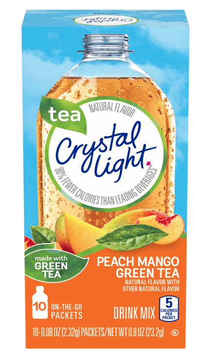 Crystal Light On The Go Peach Mango Green Tea Drink Mix, 10-Packet Box (Pack of 6)