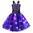 thumbnail image 5 of HAWEE Light up Witch Dress Halloween Girls Purple Witch Costume Party Fancy Dress with Hat and Broom, 5 of 5