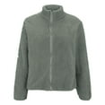 thumbnail image 5 of WTOBBY Women's Solid Color Fashion Winter Jacket with High Neck and Long Plush Fleece, Zipper Front Warm Outerwear,Light Gray 2XL, 5 of 6