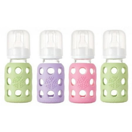 Lifefactory Glass Baby Bottles 4 Pack (4 oz. in Girl Colors) -