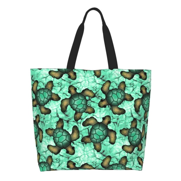 Balery Sea Turtle Bolsa Tote Estilo Estético con Cremalleras, Bolsa de Hombro, Bolsa de Compras Grande y Plegable