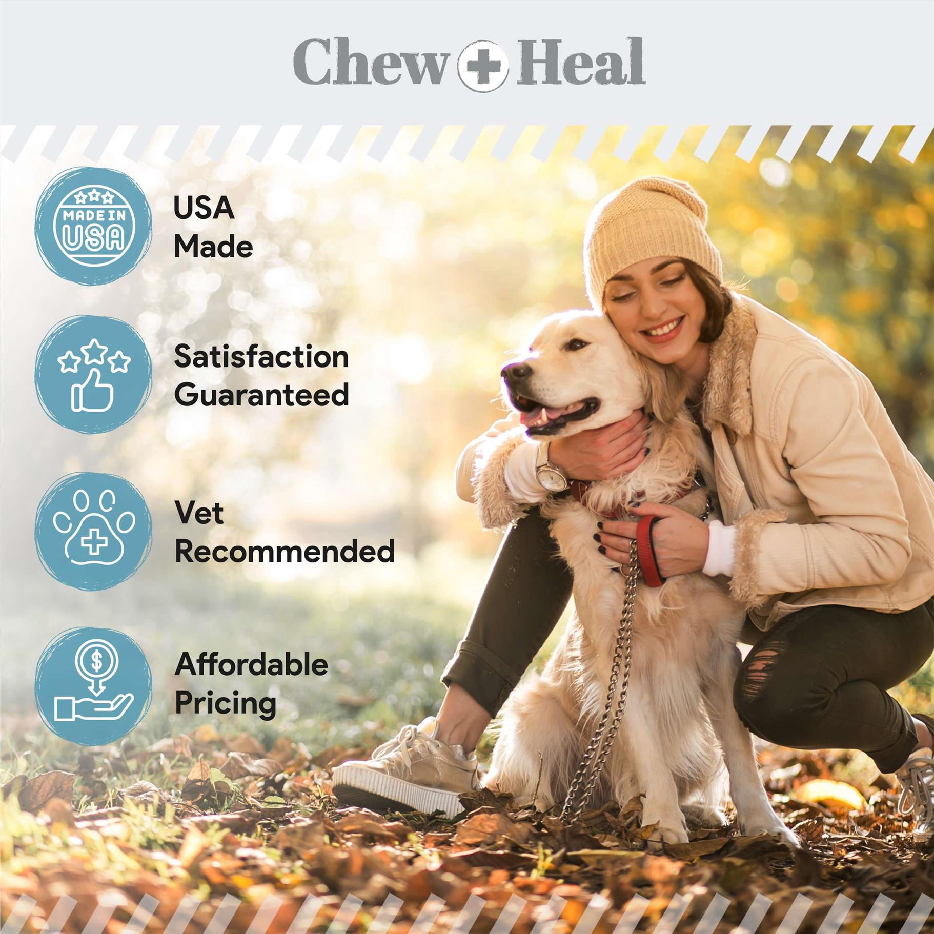 Chew + Heal 12-in-1 Multivitamin Powder for Dogs, 14 oz - with Glucosamine, Omega 3,6,9, Vitamins, and Probiotics