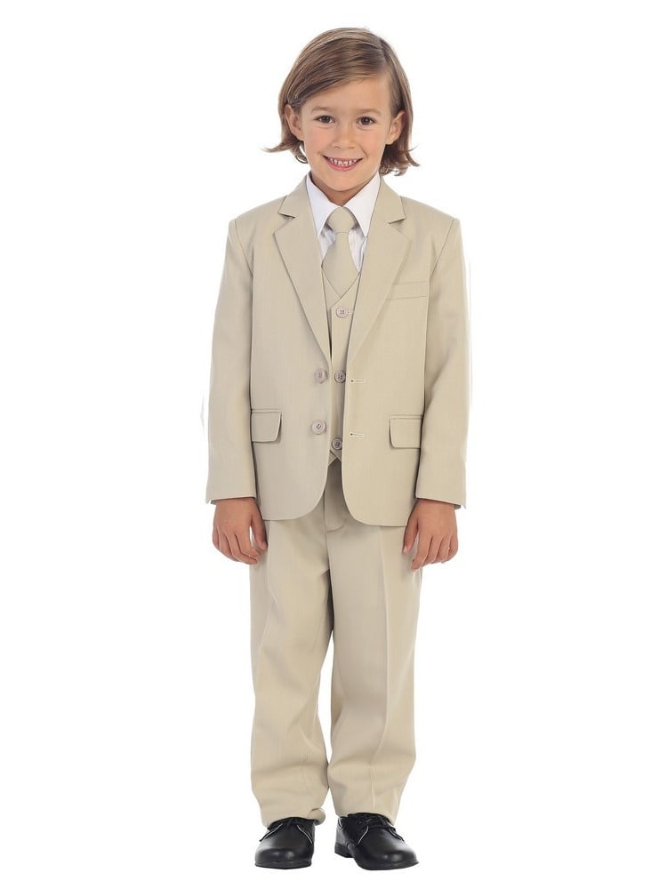 Tip Top Kids Little Boys Khaki Jewels & Gents Jacket Vest Shirt Tie