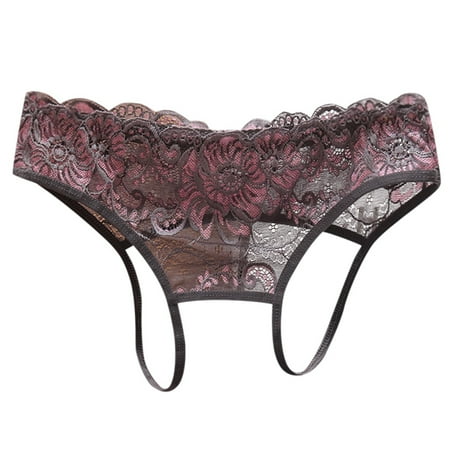 Icvfdpl Womens Underwear Briefs Style Lingerie With Low Waist Full Open Range Tempting Hollowed Out Pp Lace Thong Leisure Relaxed Fit Panties For Women Grey One Size