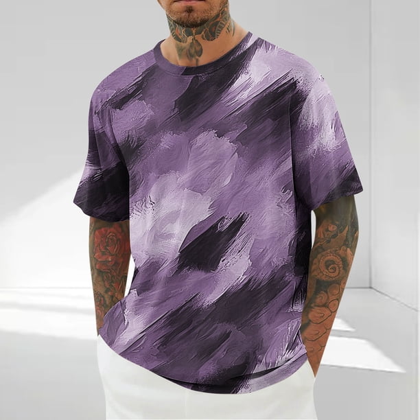 Tops para hombre, blusas y camisas de cuello redondo y manga corta para hombre, blusas casuales de moda con cuello redondo y manga corta para hombre, blusas de poliéster para hombre