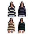 thumbnail image 5 of Hirigin Store Women's Spring Autumn Loose Sweaters Stripe Print V-Neck Trendy Knitted Long Sleeve Pullover, 5 of 9