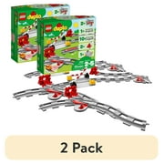 (2 pack) LEGO DUPLO Town Train Tracks Expansion Set 10882, Building Toys for Toddlers with Red Action Brick, Gifts for 2 - 5 Year Old Boys and Girls