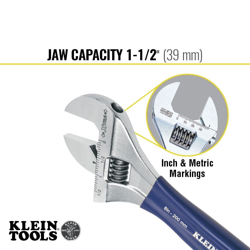 Klein Tools 8In Wide Jaw Adjustable Wrench