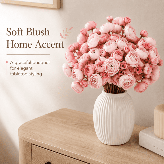 TAVENE Artificial Ranunculus Flowers, 18 Dusty Rose Faux Silk Stems for DIY Bouquets, Centerpieces, Wedding and Home Decorations