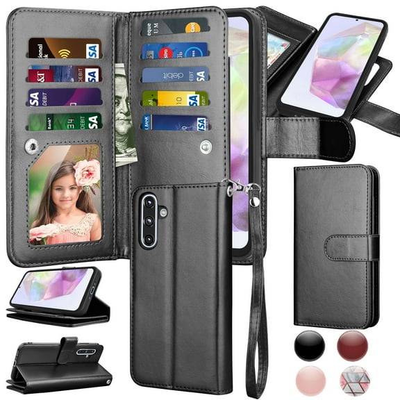 Takfox Galaxy A16 5G Case,for Samsung Galaxy A16 Wallet Phone Case,Takfox PU Leather Magnetic Detachable Card Holders Shockproof Kickstand Protective [Flip Folio Cover] for Samsung Galaxy A16 -Black