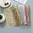 GZHCGSM Creative Rectangle PVC Placemat with Gold Foil, Heat and Leaf