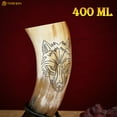 thumbnail image 4 of Mythrojan Viking Drinking Horn Mug Renaissance Wine Beer Cup Mead Ale Medieval Party Home Decor Gift for Men and Women Drinking Cup 13.52 oz, 4 of 7