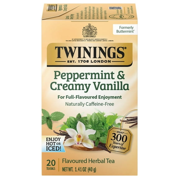 Twinings of London Tea Herbal Peppermint & Creamy Vanilla, 20 Individually Wrapped Tea Bags
