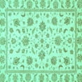 thumbnail image 1 of Ahgly Company Machine Washable Indoor Square Oriental Turquoise Blue Traditional Area Rugs, 7' Square, 1 of 4