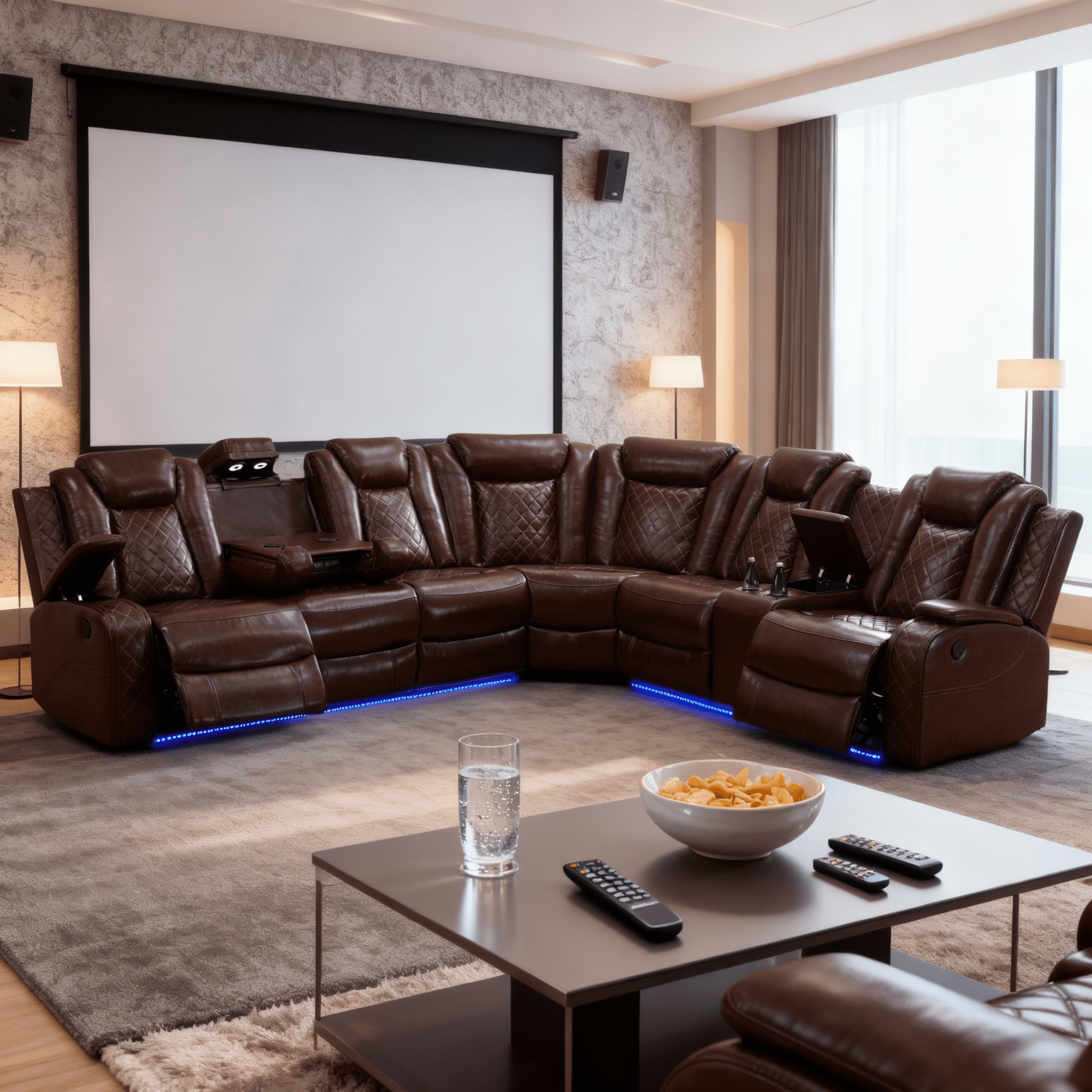Gewnee Multi-Functional Electric Sofa,Adjustable Height with USB Charging Function,Storage Function,LED Ambient Light and Princess Seat.Brown Red